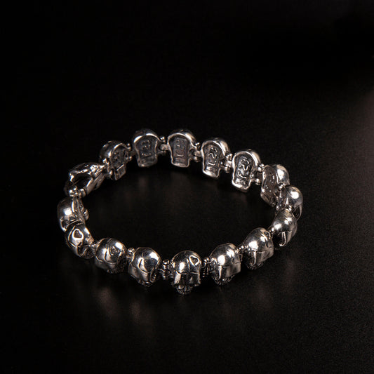 Bracciale in argento925 con teschi allineati